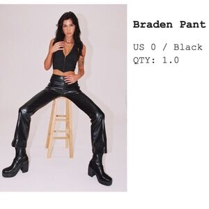 Black Leather Pants (Black, Size 0)